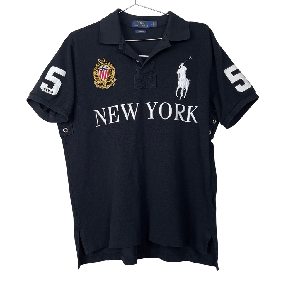 Polo Ralph Lauren Polo Shirt Big Pony New York Crest Large Black Chief Keef